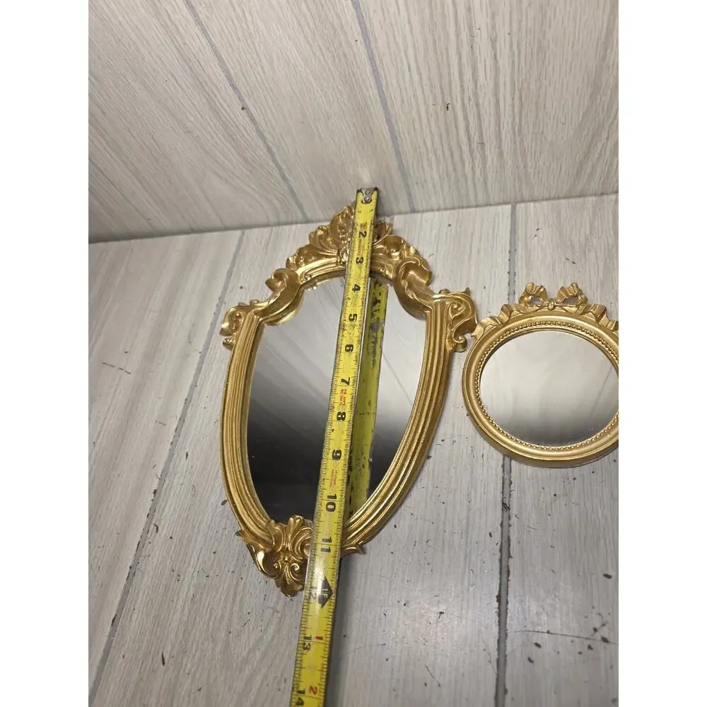 Vintage Decorative Wall Mirrors Gold Floral Shield Shape Set Of 2 Victorian